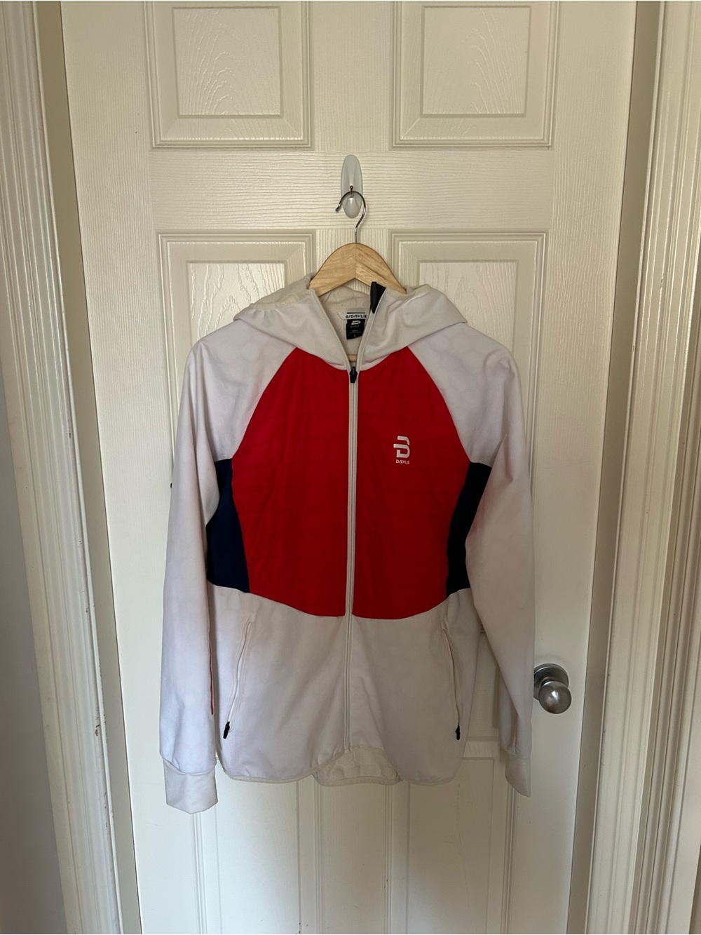 Bjorn Daehlie Women’s Red & White Zip Hooded Cross Country Ski Jacket